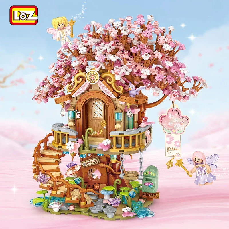 

New LOZ Building Block Original MINI 1149 Cherry Blossom Tree House Bouquet Assemble Decorative Models Children's Toys Girl Gift