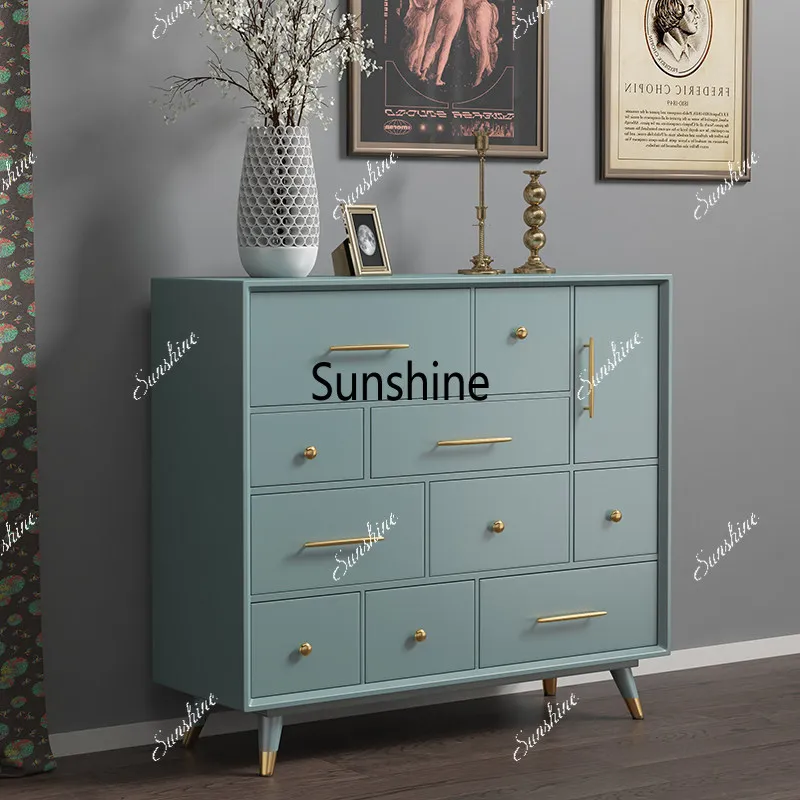 Light luxury solid wood chest, bedroom storage drawer cabinet, entrance decorative cabinet