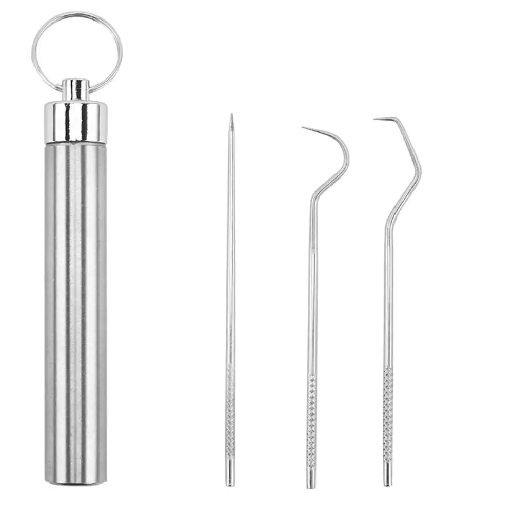 

Care Teeth Cleaner Oral Cleaning Tool Storage Box Keychain Holder Stainless Steel Toothpick Set Tooth Pick Toothpick Pocket Set