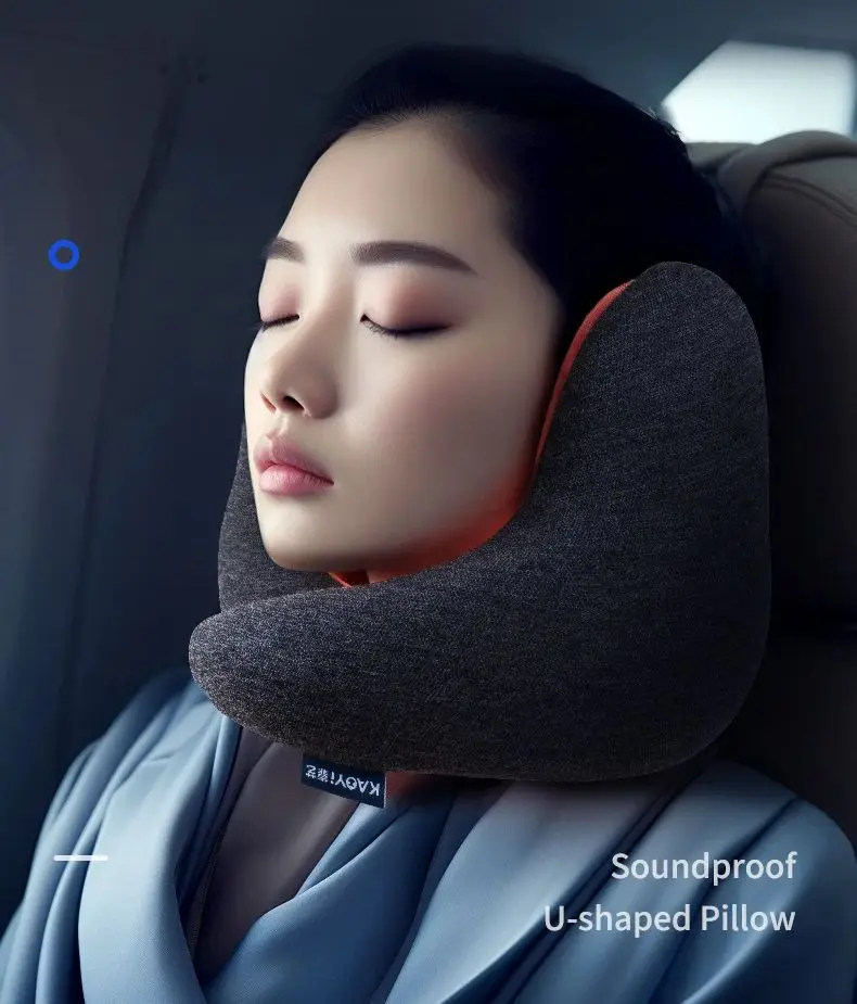 

Travel Pillow Airplane with Noise Canceling Earmuffs, Memory Foam Travel Neck Pillow, 360°Neck Support for Planes, Cars, Office