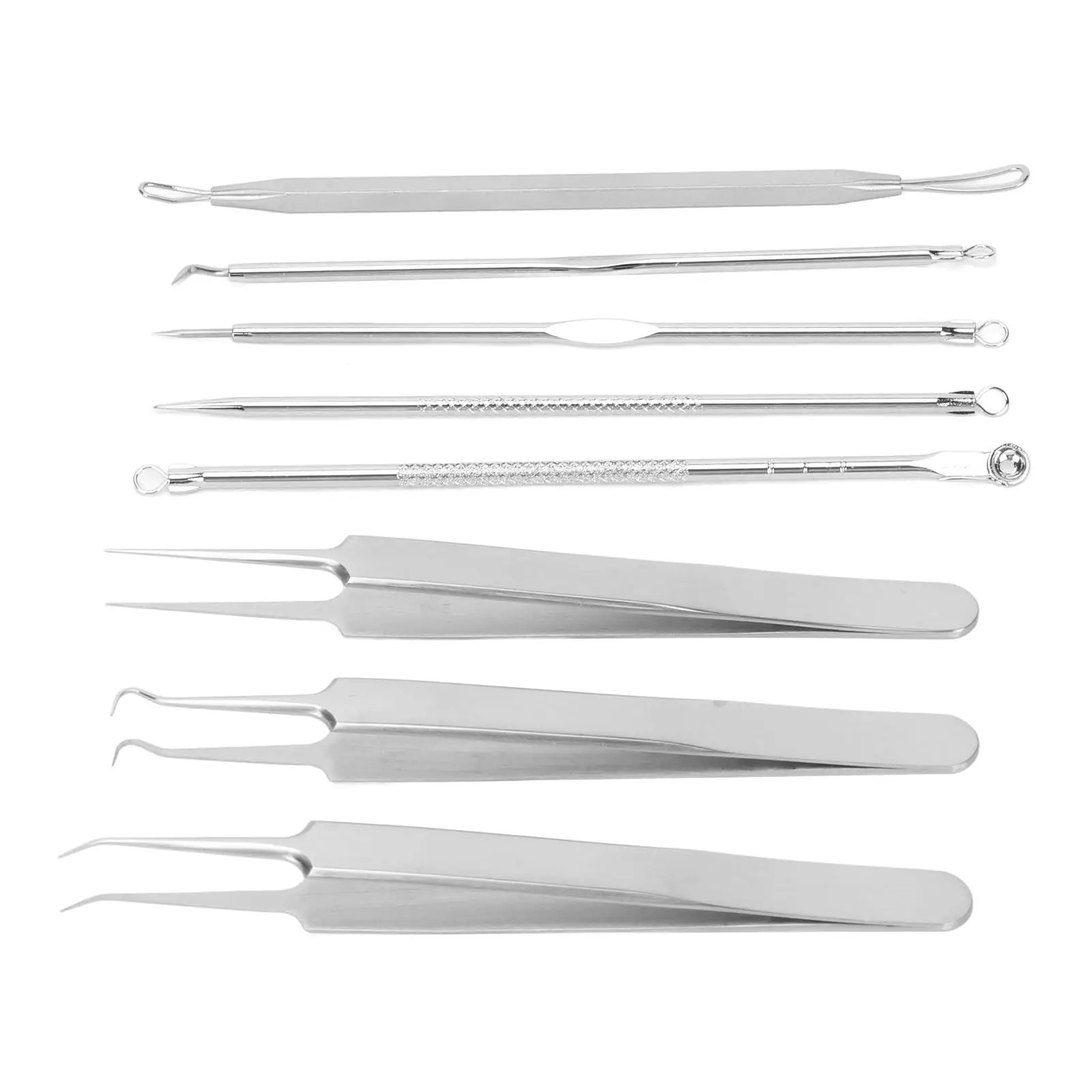 8pcs Stainless Steel Blackhead Extractor Tool Set with Storage Box