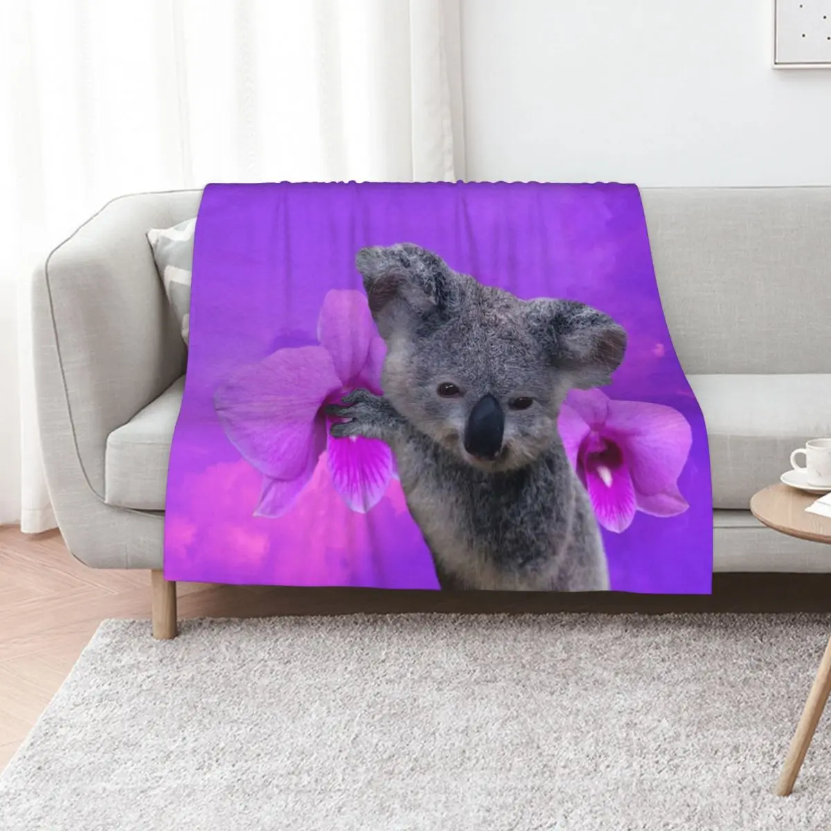 Koala and Orchids Throw Blanket cosplay anime Stuffeds Weighted Sofa Thin For Sofa Thin Blankets