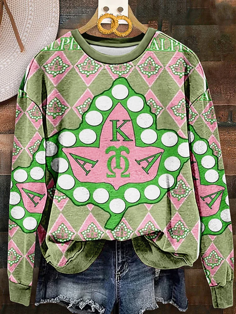 Vintage Alpha Kappa Alpha Sorority Print Sweatshirt