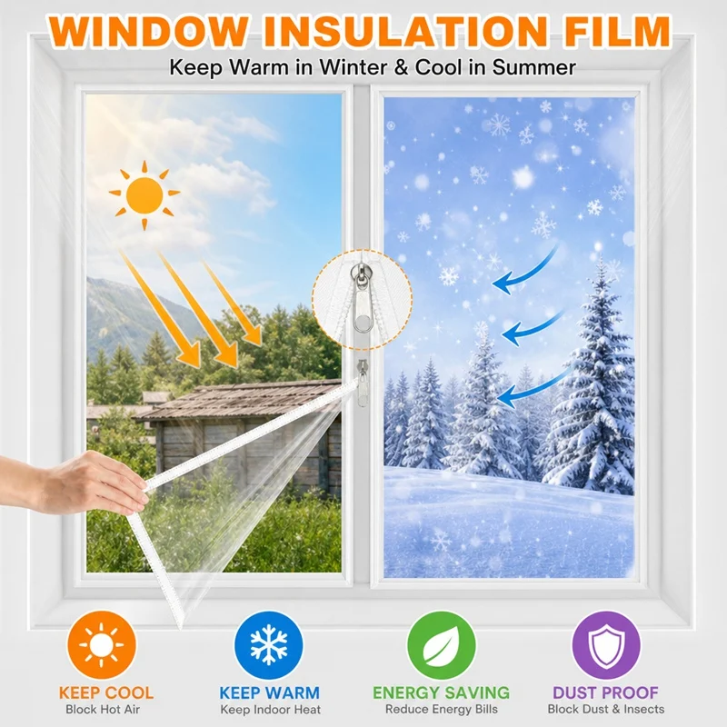 Winter Window Windproof Thermal Films Sealing Window Wind-proof Bedroom Thickened Transparent Heating Curtain Insulation Film