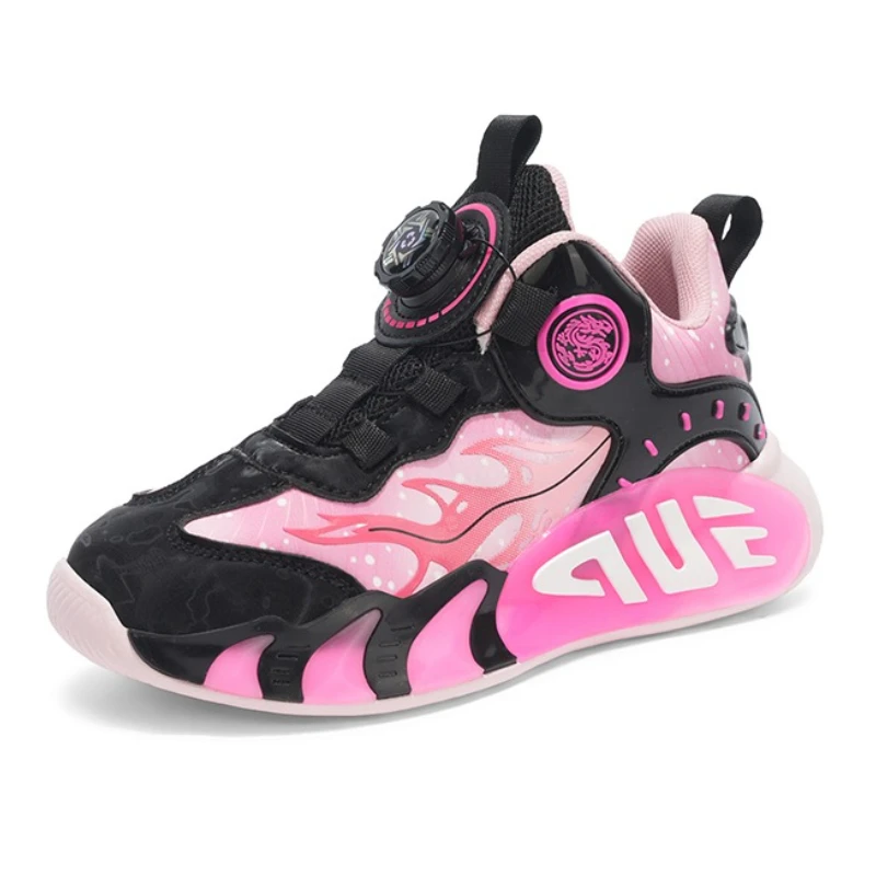 

2025 Autumn & Winter New Kids' Sneakers Leather Upper Knob Closure Children's Shoes for Boys & Girls Soft Sole Running Shoes