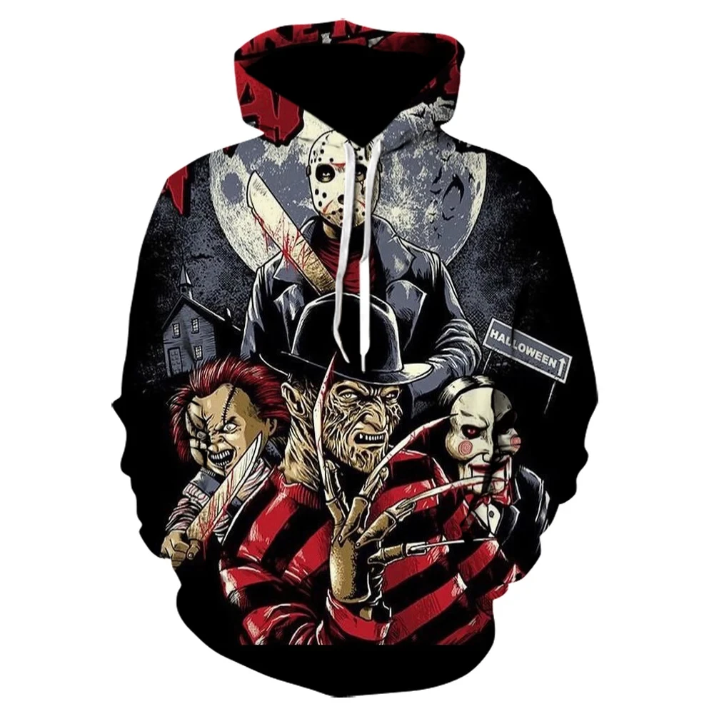 New 3D Printed Horror Movie Chucky Men Women Black Hoodies Sweatshirts kids Pullover Long Sleeve Oversized woman Tracksuit