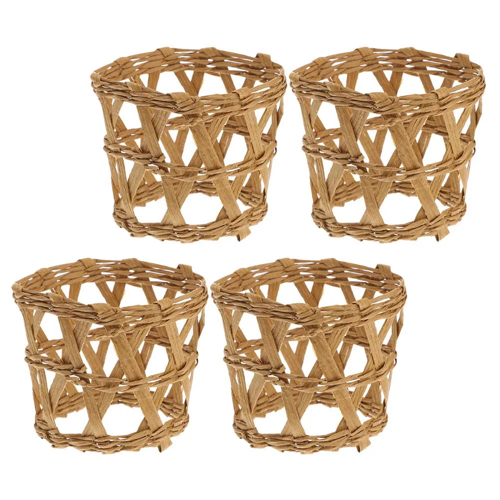 

4pcs Straw Woven Cup Sleeves Heat Insulation Protective Covers for Glass Bottles Table Coffee Drink Travel Home Decor