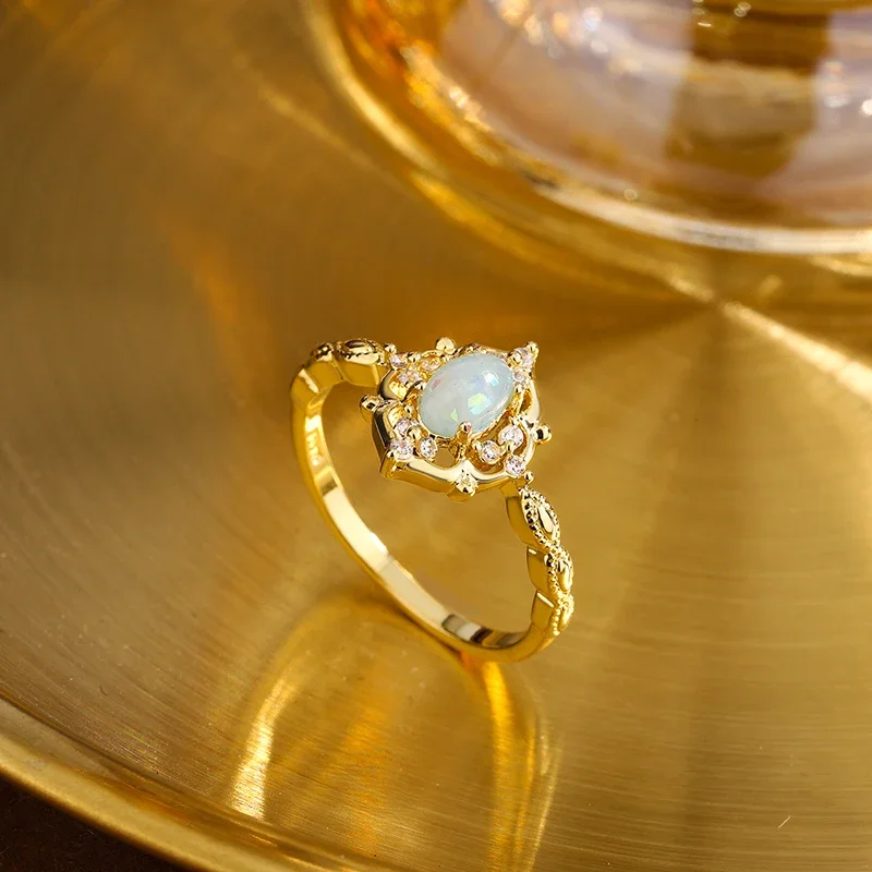 

Новые винтажные кольца, серебро 925 пробы, ювелирные изделия с опалом, цирконий, драгоценный камень, золотой цвет, идентификация на палец для женщин, свадебное обещание