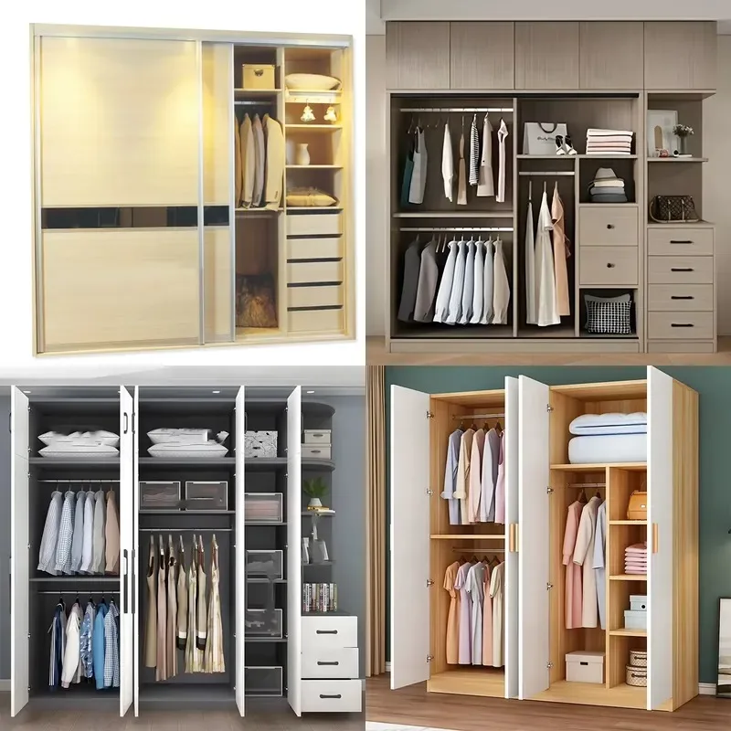 Simple Modern Wooden Sliding Door Wardrobe for Bedroom Furniture Factory Direct