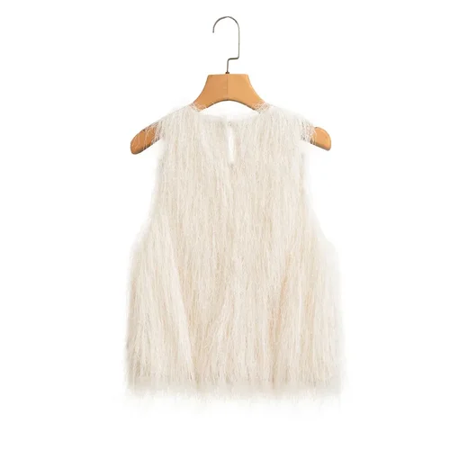 Imagen 2 del producto Chaleco con borlas para mujer, Tops sin mangas, chaleco informal de Color sólido, Tops elegantes a la moda para mujer, ropa de calle de estilo Simple