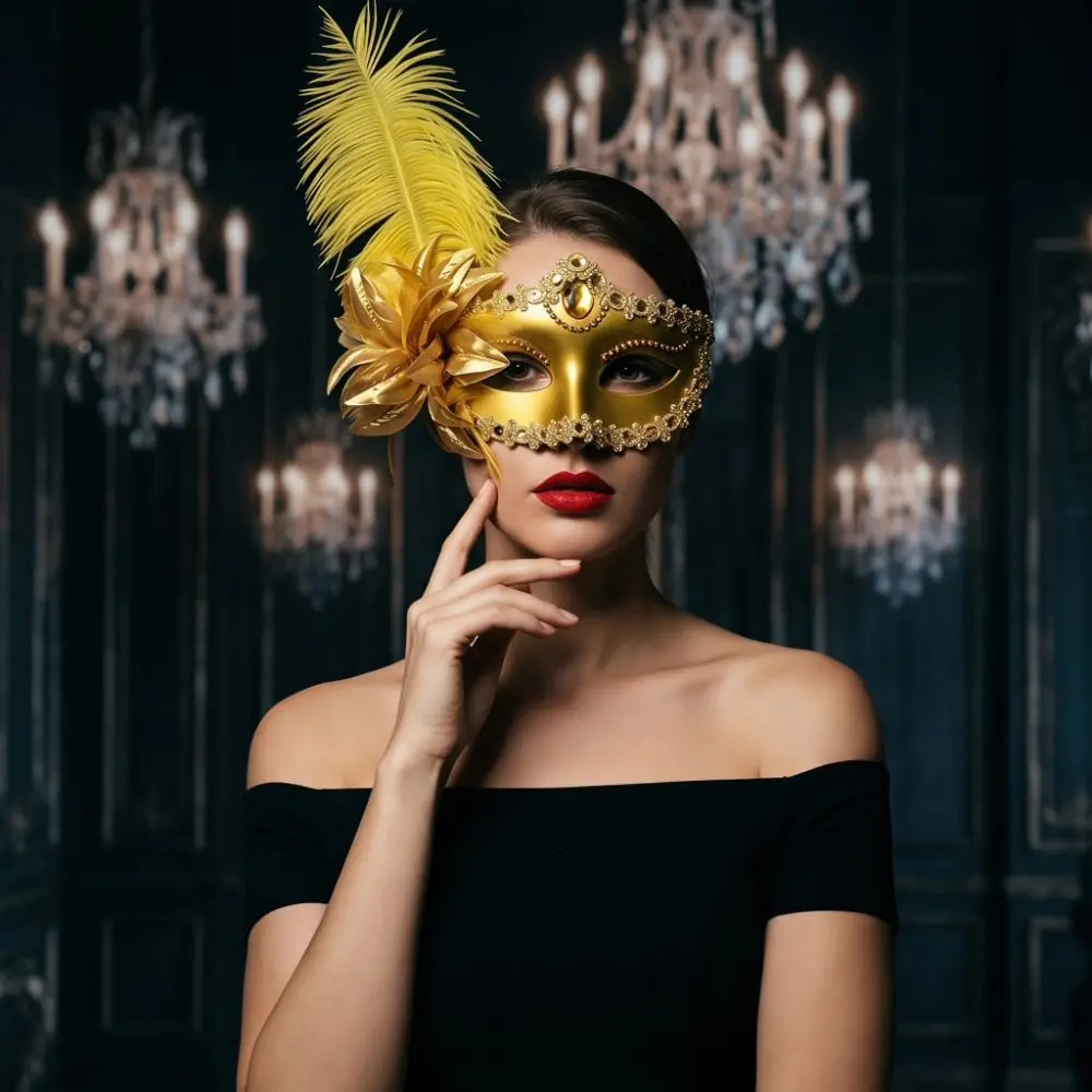 Rhinestone Half-Face Mask Multicolor Seductive Style Masquerade Ball Mask Masquerade Cosplay Halloween Festival Party Mask