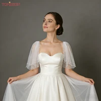 TOPQUEEN Bolero mujeres perla mangas falsas cubierta brazos chal nupcial Stolas De Boda para Diy vestido De fiesta accesorios De Boda Vg40a