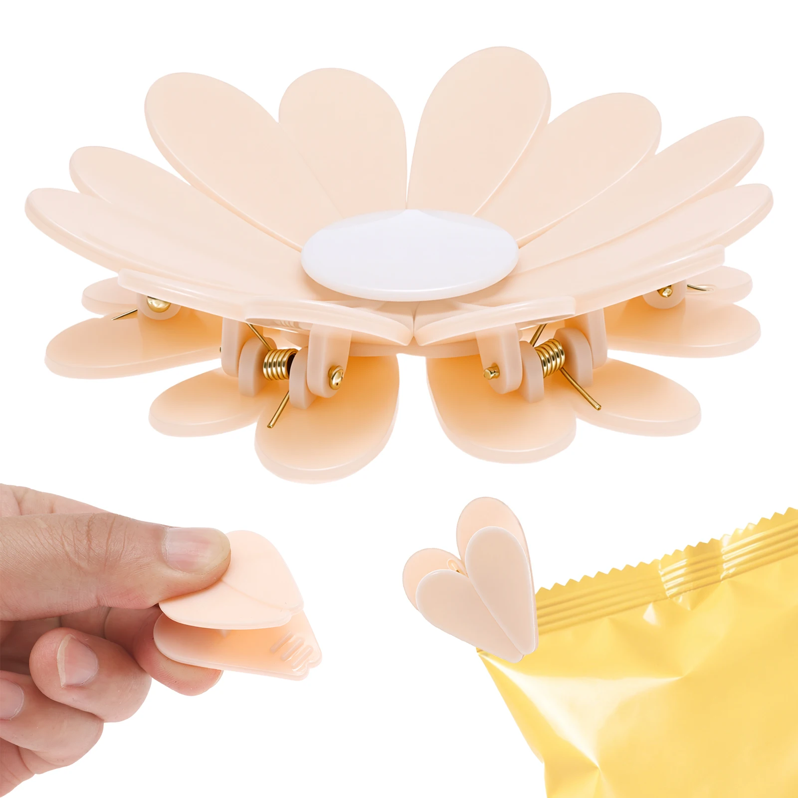 3D Double-Layer Sealing Clips for Kitchen Blossom Design Refrigerator Magnets Sticker for Moisture-Proof Snack Bag Sealing Clip