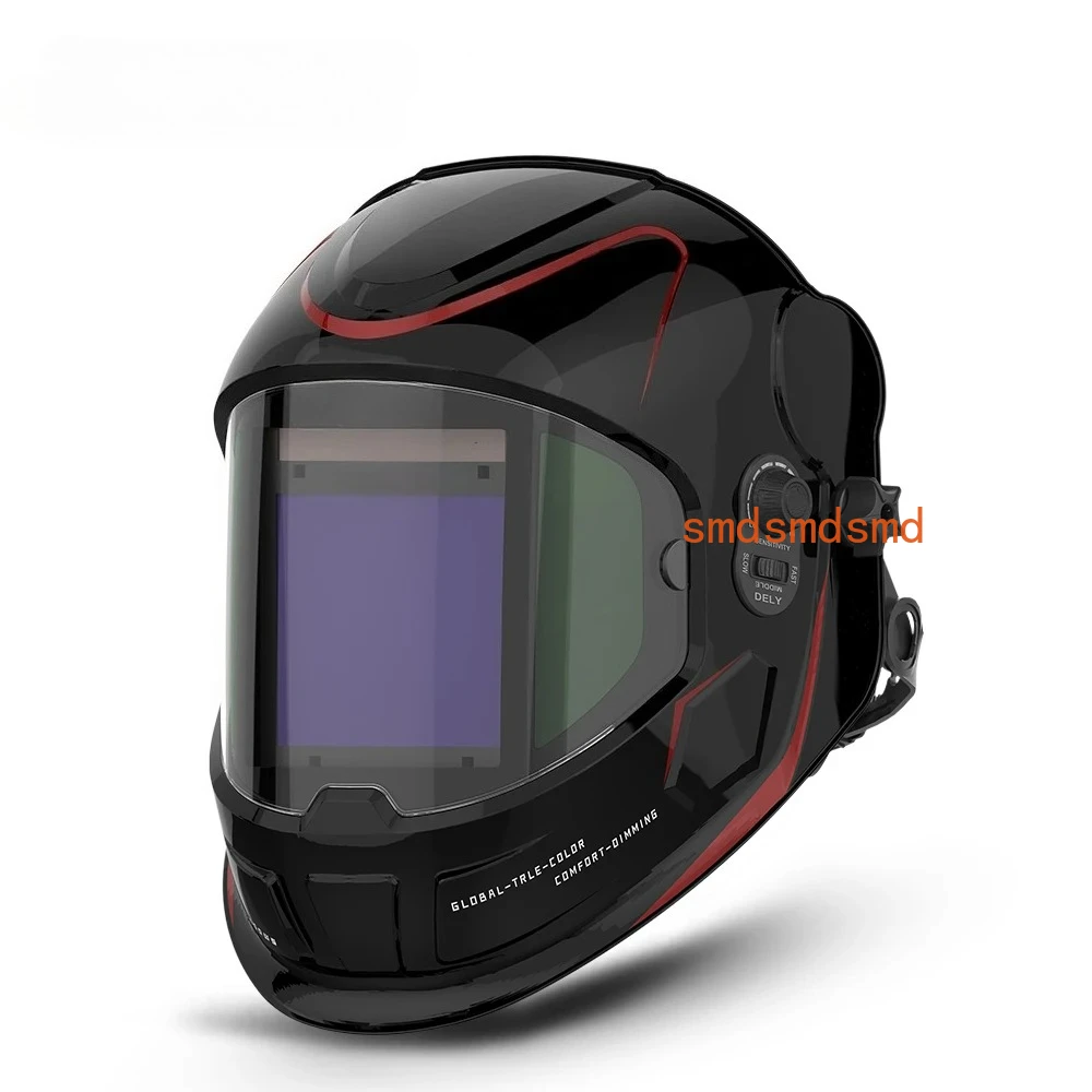 Auto Darkening Welding Helmet Large Screen 180 View True Color Solar Welder Mask 4 ARC Sensors 1/1/1/2 Optical Weld Hood