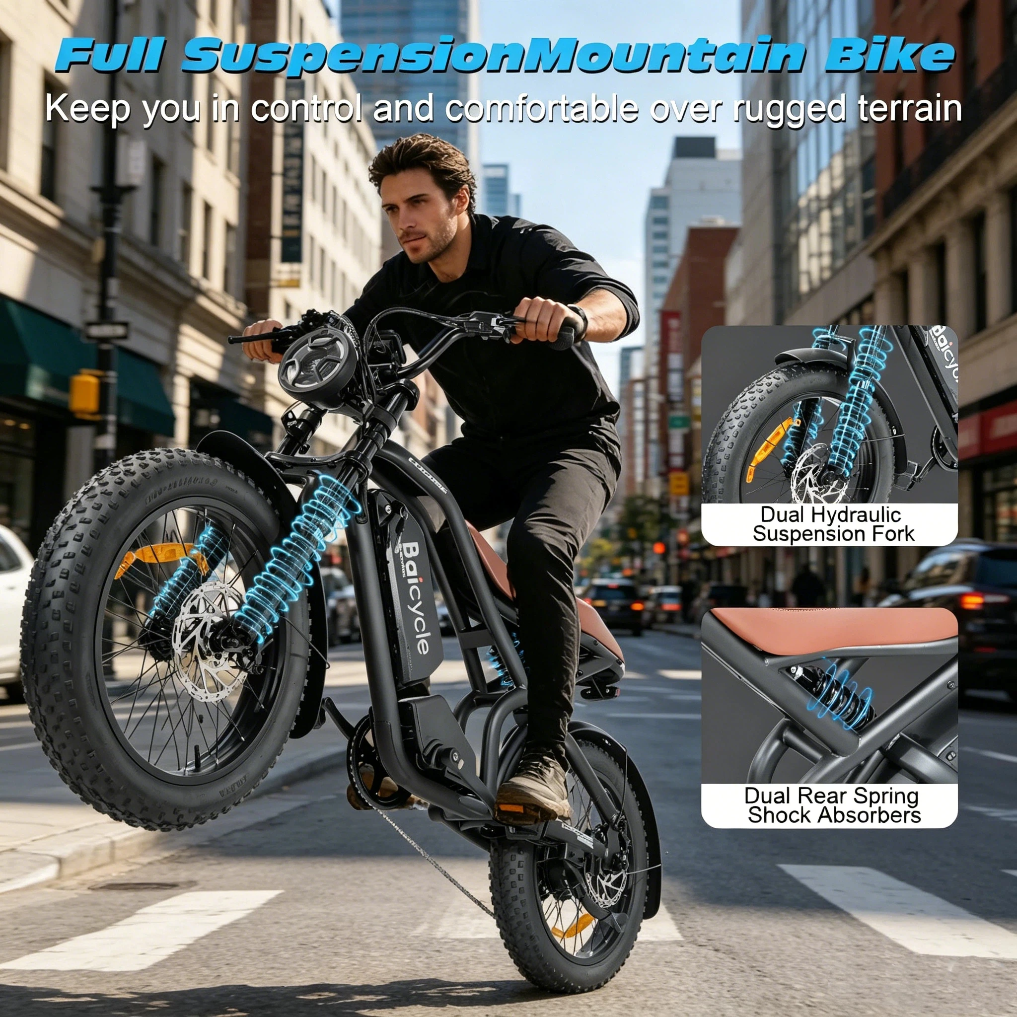 Electric Bike for Adults, 1500W Powerful Motor, 51.8V 18Ah Lithium Battery, 40km Range, 5 Riding Modes, 264lbs Max , for Commute & Trail