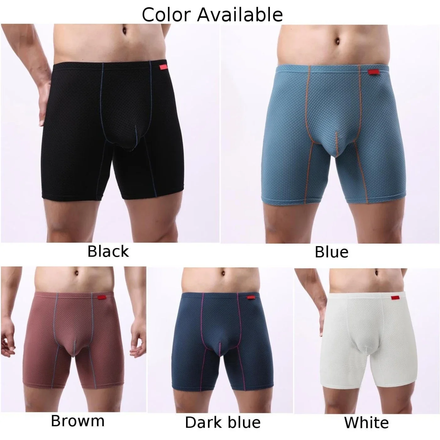 Mens Long Shorts Briefs Underwear Middle Waist Underpants Soft Pouch Panties Slip Homme Soft Briefs Trunks Jockstrap