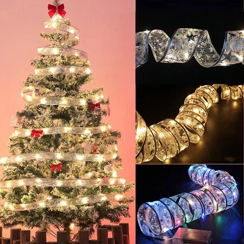 

2/5/10M Xmas Ribbon String Lights Mini Fairy Lamps Indoor Outdoor Holiday Wedding Garden Tree Ornament