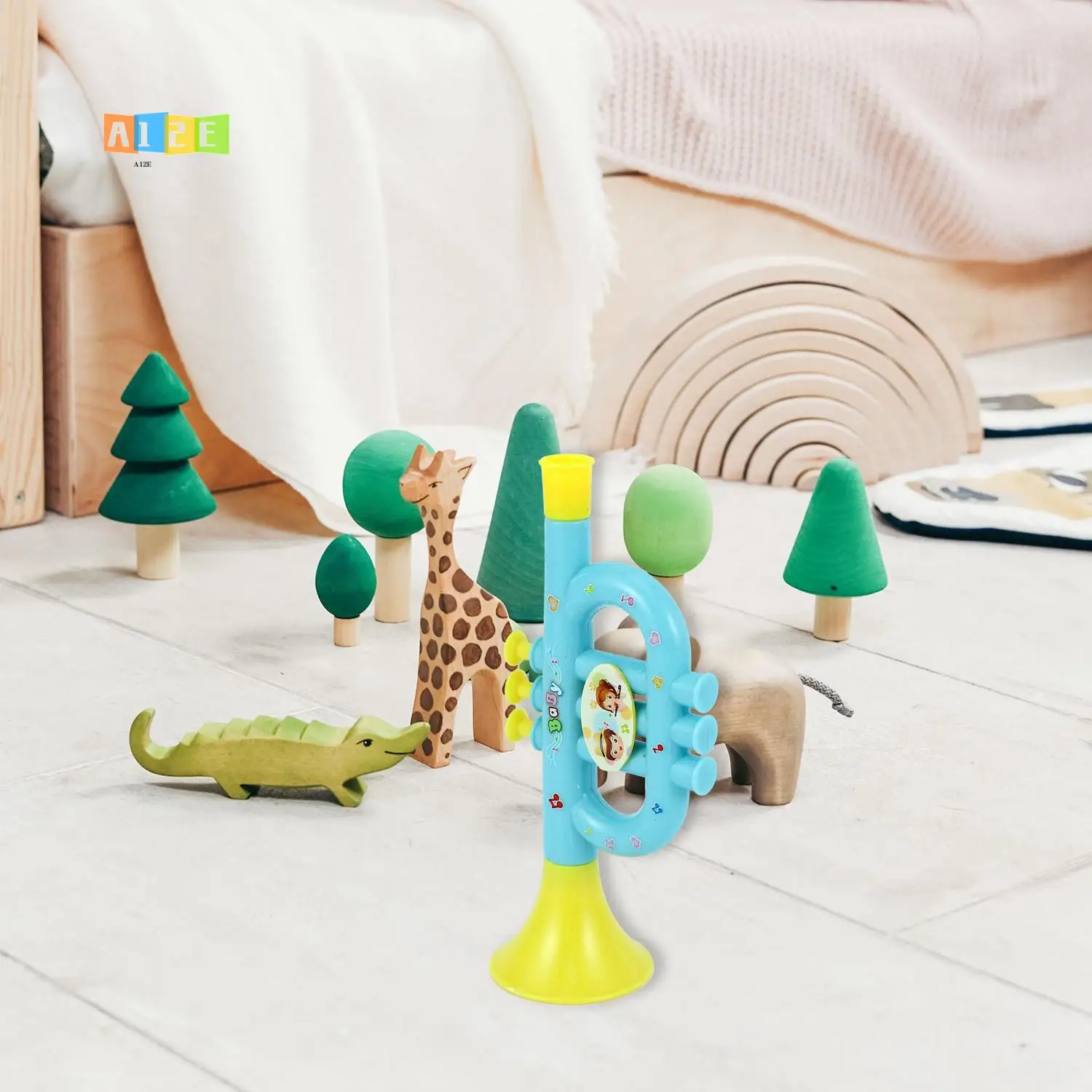 A12E-Colorful Children's Blowable Trumpet Trumpet Instrument Musical Random Color Pattern