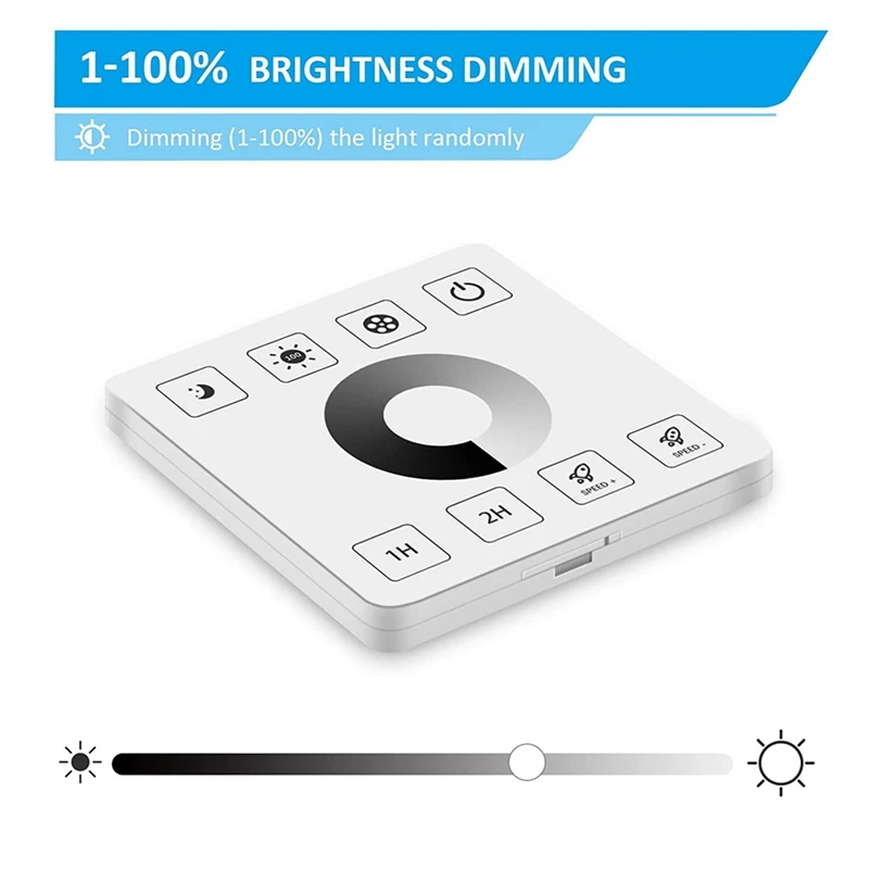 RF Panel sentuh nirkabel terpasang di dinding, kontrol redup pencahayaan Strip LED warna tunggal untuk DC5-24V 30A