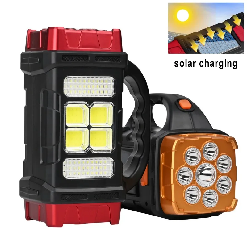

Solar Camping Flashlight LED Multi-function Waterproof Searchlight 4-speed Portable USB Charging Work Light Suitable for Outdoor