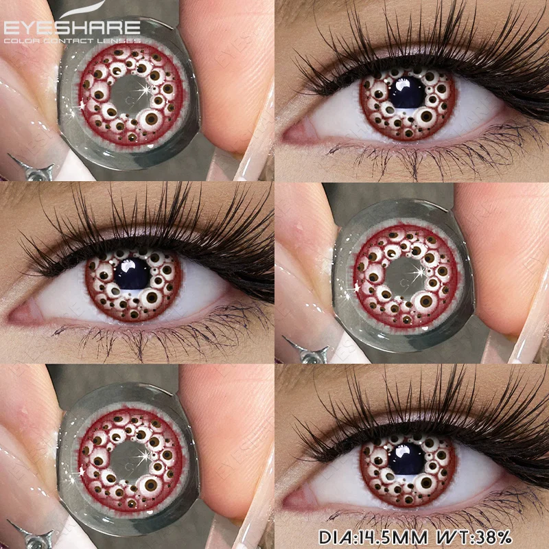 EYESHARE 1 Paar Halloween-Cosplay-Kontaktlinsen, rote Anime-Linsen, weiße Kontaktlinsen, schwarze Linsen, verrückte Augenlinsen, für die jährliche Anwendung – Detail 2