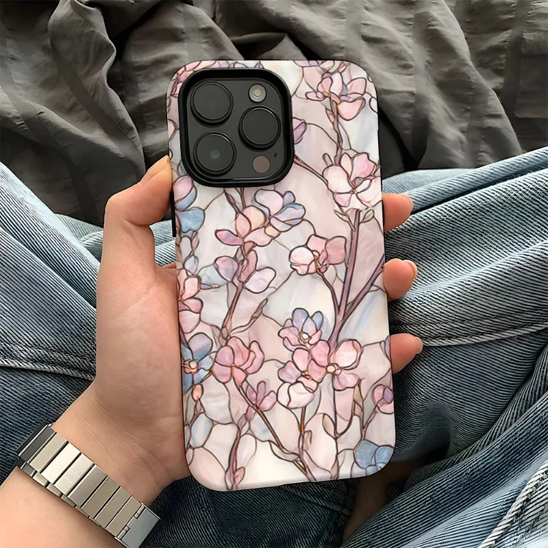 

Чехол для мобильного телефона «Креативные мраморные цветы» 2 в 1 для iPhone 16, 15, 14, 13 Pro/Max/Plus, противоударная задняя крышка с защитой от отпечатков пальцев