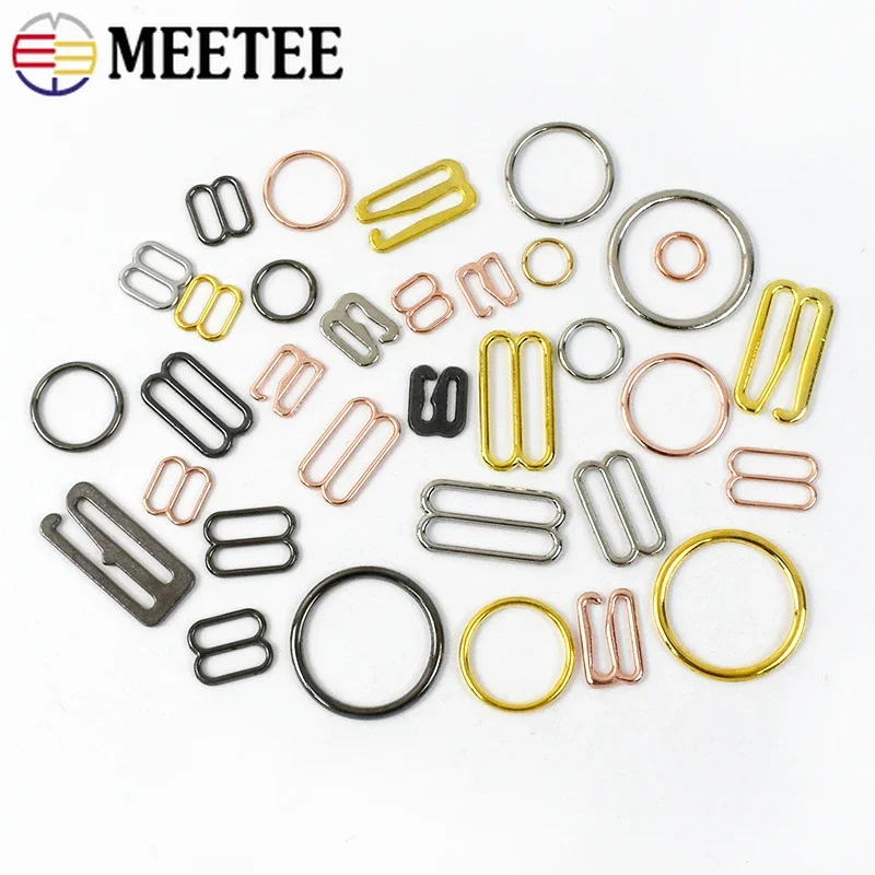 50Sets(150Pcs) 6-25mm Metal Bra Buckle Underwear Strap Adjust O Ring Buckles Bikini Connectors Hook DIY Clothes Sewing Accessory