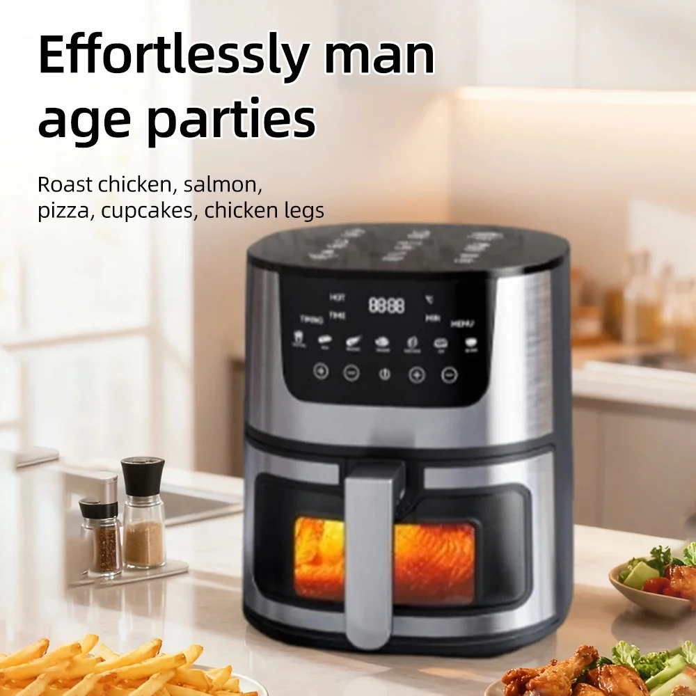DIVEDEER 7L Home-Use Air Fryer with Viewing Window A versatile, large-capacity stainless steel air fryer designed for home use