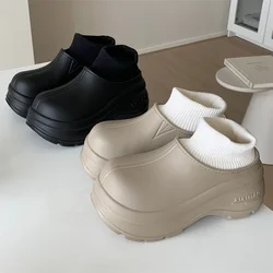 Winter new sports wind outside wear warm padded cotton shoes waterproof heightening thick bottom fashion short boots female