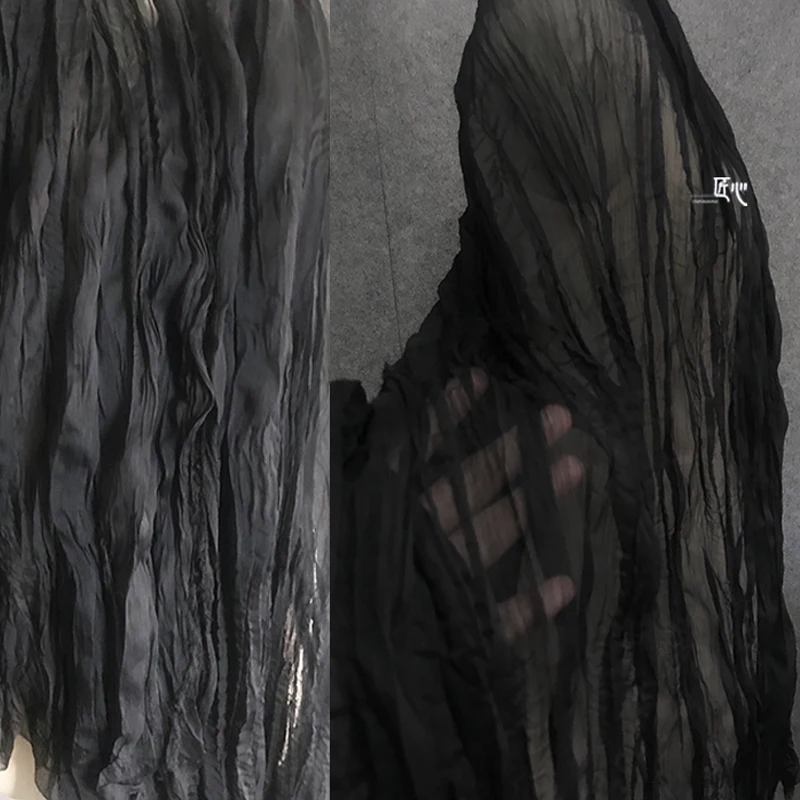Black texture creates a silky smooth crepe fabric for summer fashion designers