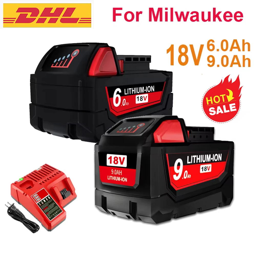 

For Milwaukee M18 Battery 12000mAh 18V Rechargeable Battery For Milwaukee Tool M18B5 XC 48-11-2402 48-11-2411 2604-22