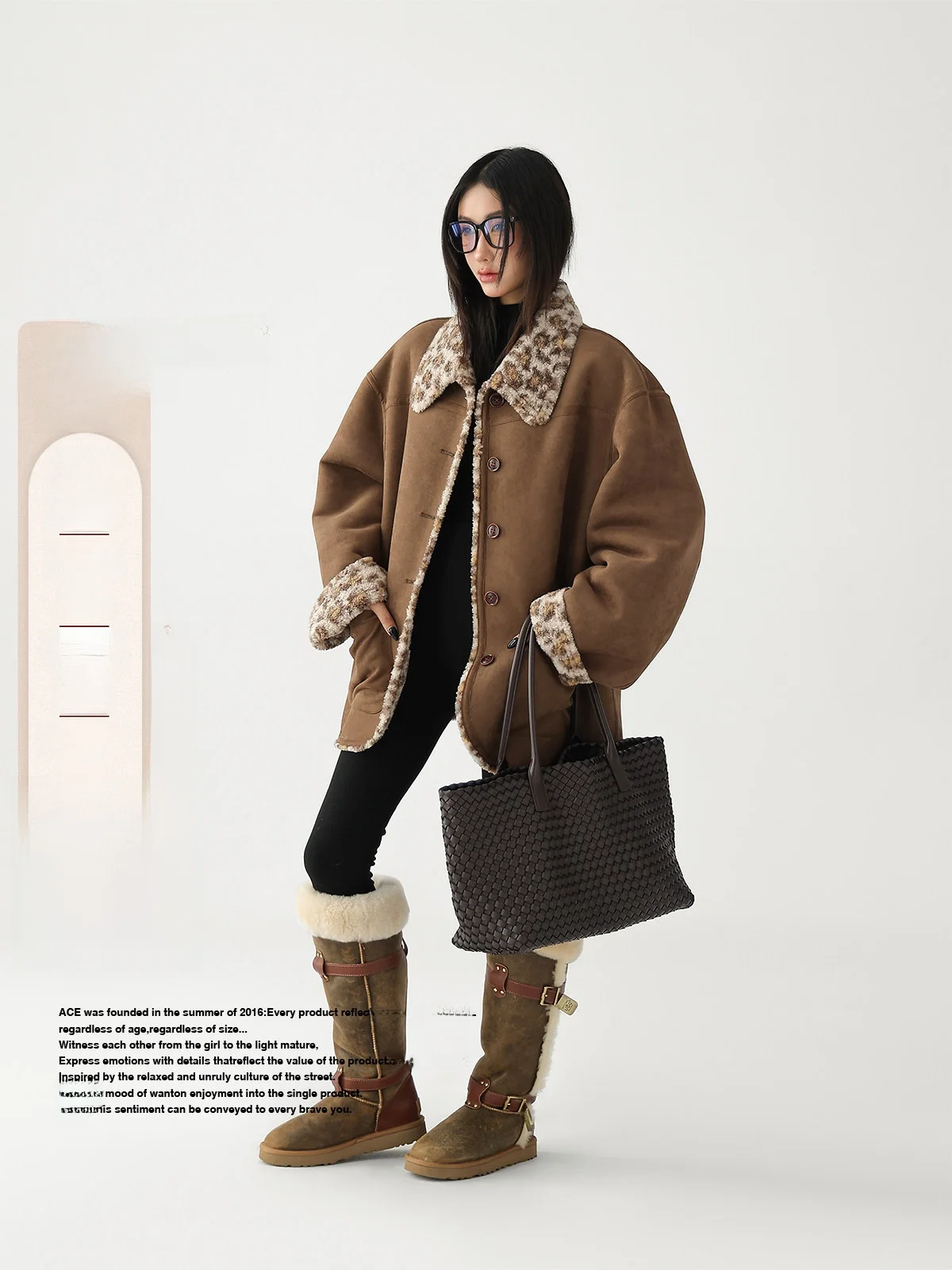 AceStudios Giacca in Pelle Scamosciata con Stampa Leopardata e Dettagli Colorati in Stile Retrò Americano, Cappotto in Pelliccia d'Agnello, Cappotto Lungo Imbottito