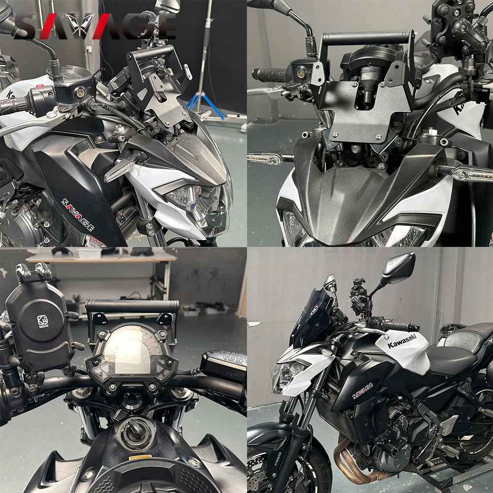 Z650 Z 650 Z-650 الزجاج الأمامي تصاعد قوس لكاواساكي Z650 ER650 2017-2020 الزجاج الأمامي حاجز الرياح حامل هاتف المفسد