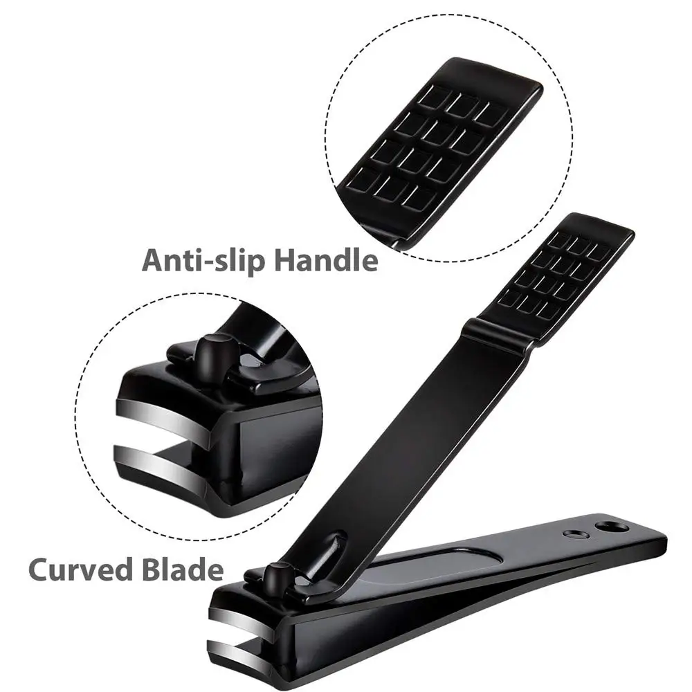 Nail Clippers Set Sharp Stainless Steel Fingernail Clipper & Toenail Clippers Black Nail Cutter Large and Small view 4
