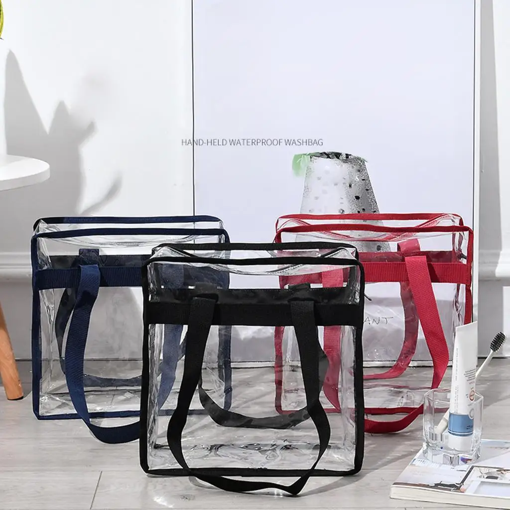 Clear Totes Bag PVC Transparent Purse Handbag Zipper Security Stadium