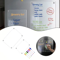 Acrylic Magnetic Calendar Fridge Calendar Whiteboard Fridge Magnet Daily Message Drawing Refrigerator Bulletin Transparent Board