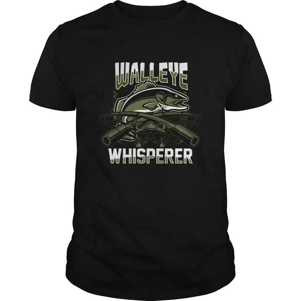 Funny Fishing Walleye Whisperer Fishermen Angler Gift T Shirt. New 100% Cotton Short Sleeve O-Neck T-shirt Casual Mens Top