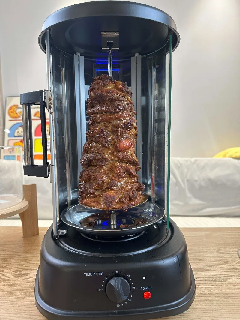 Rotary Shawarma Grill Machine Electric Roast Duck Oven for Turkish Kebab Chicken Skewers Commercial Kitchen Use