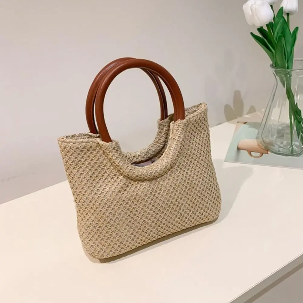 

Holiday Casual Vintage Bohemian Grocery Handbags Weave Korean Bag Pu Leather Straw Bag Women Handbag Beach Bag Shoulder Bag