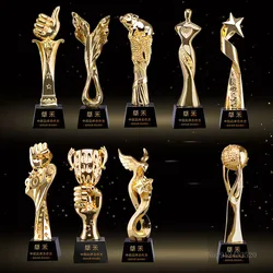 Customized Electroplated Resin Trophy, Creative, annual meeting, Home Decor, Sports Award, Crystal Base, Star Trophy, 1Pc