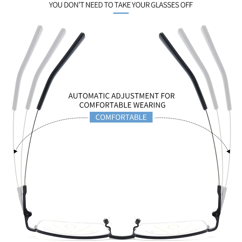 سبائك التيتانيوم التقدمية متعددة البؤر نظارات للقراءة الرجال الضوء الأزرق حجب طويل النظر نظارات النساء مد البصر النظارات