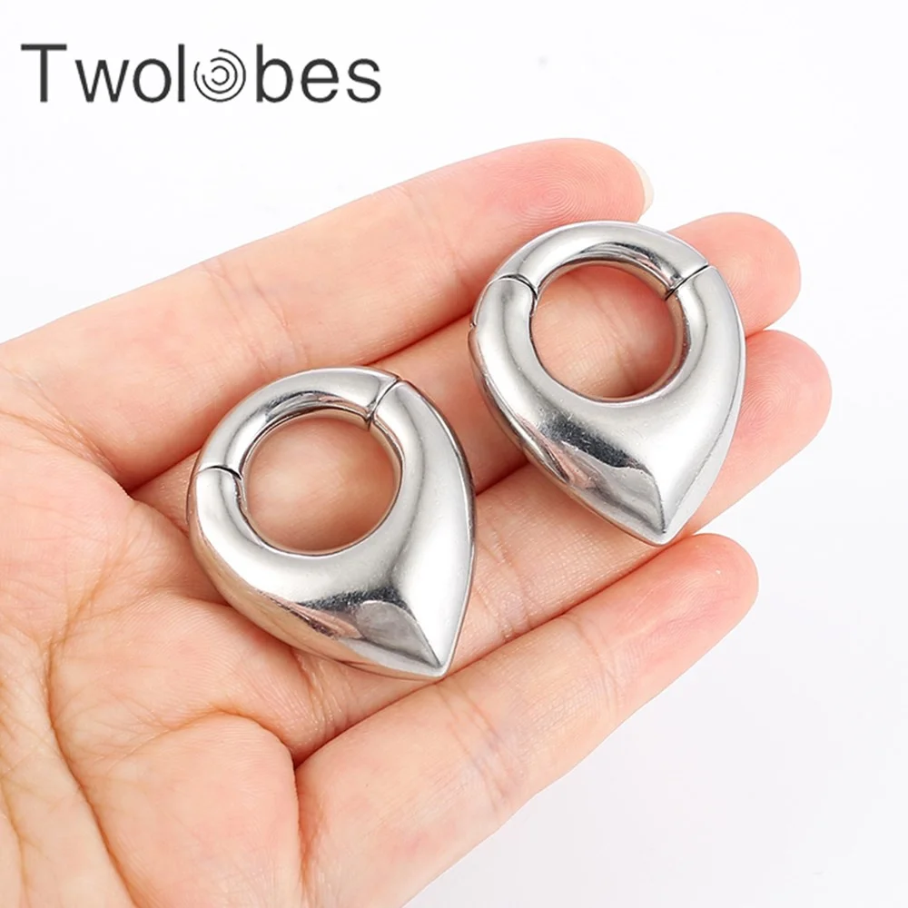 Twolobes 2PCS New Fashion Ear Weights Hangers 316 Stainless Steel Gauges Tunnels Stretcher Piercing Women Body Jewelry