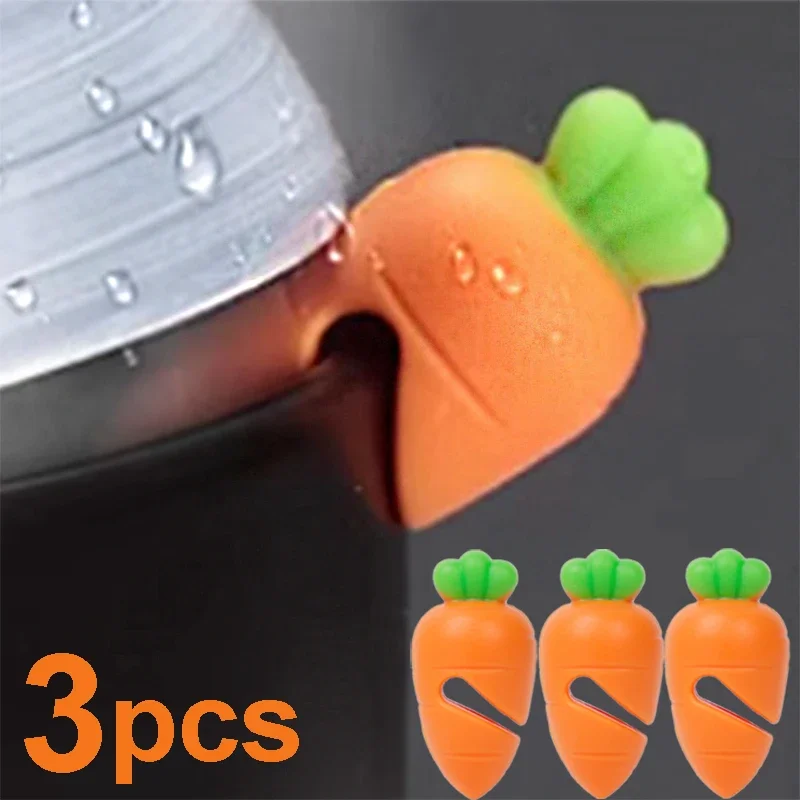 3 Stuks Siliconen Wortelpot Deksel Clip Anti-Overloop Stoppers Keuken Kok Gekookt Hittebestendig Deksel Lifter Anti-Spill Rack