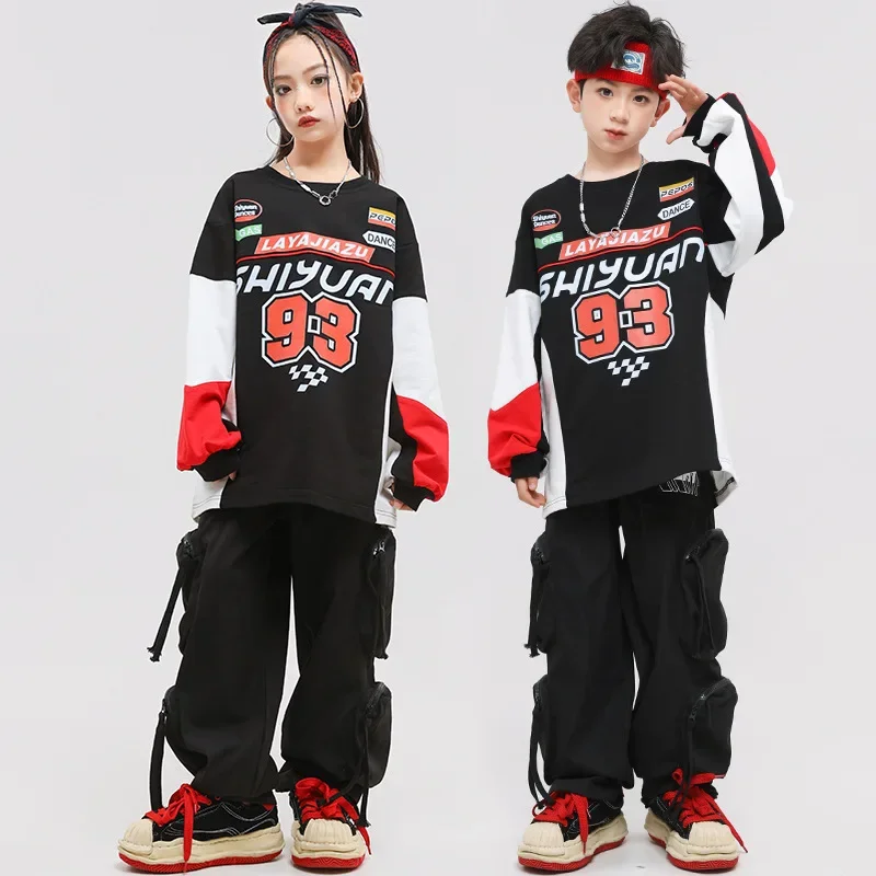 ใหม่ Hip Hop Dance เสื้อผ้าสําหรับวัยรุ่นเด็กสีดํากางเกงสาวแฟชั่นชุดฝึกสวมใส่ Modern Jazz Performance ชุด
