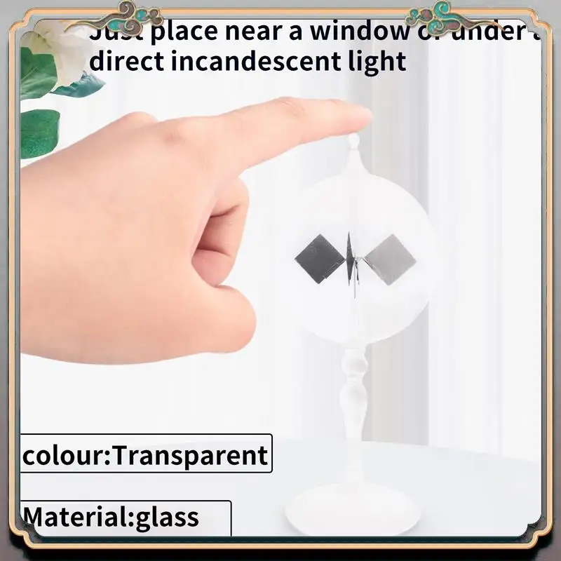 Durable 20.5Cm Glass Windmill Solar Powered Crookes Radiometer Light Mill/Educational Teaching Study Tool/Office Home Decoration