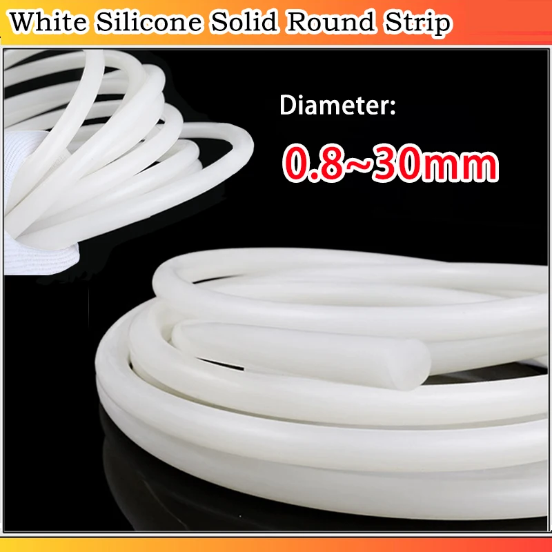 

D: 0.8/0.9/1/1.1/1.2/1.3/1.4/1.5/1.6/1.7/1.8~30mm 1/5/10meters White Silicone Solid Round Strip O Type Silicone Solid Seal Strip