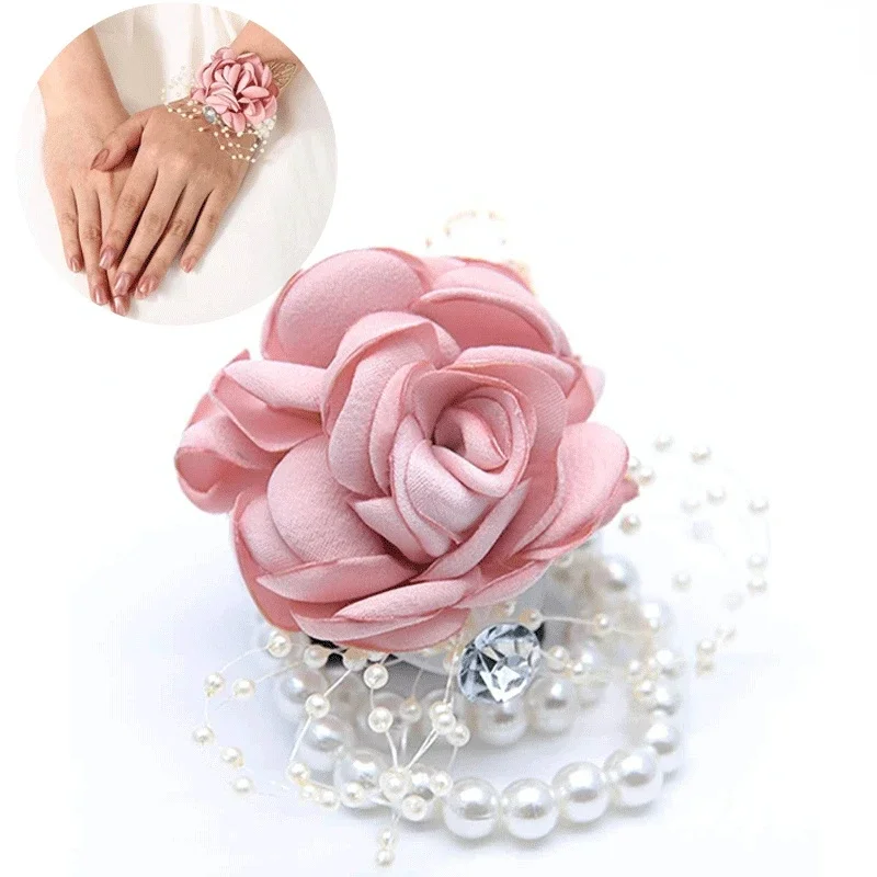 KISMIS 1PC Wrist flowers,Wrist Corsage, Corsage Wrist,Flower Girl Hand flower,Wrist Corsage Graduation Party Hand Flower Decor