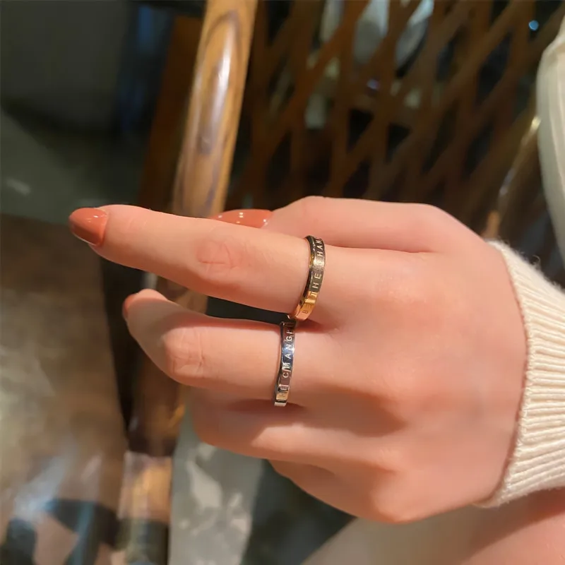 Couple Ring for Men Women Rose Gold Silver Color Titanium Steel Finger Accessories Charms Love Jewelry (GR413)