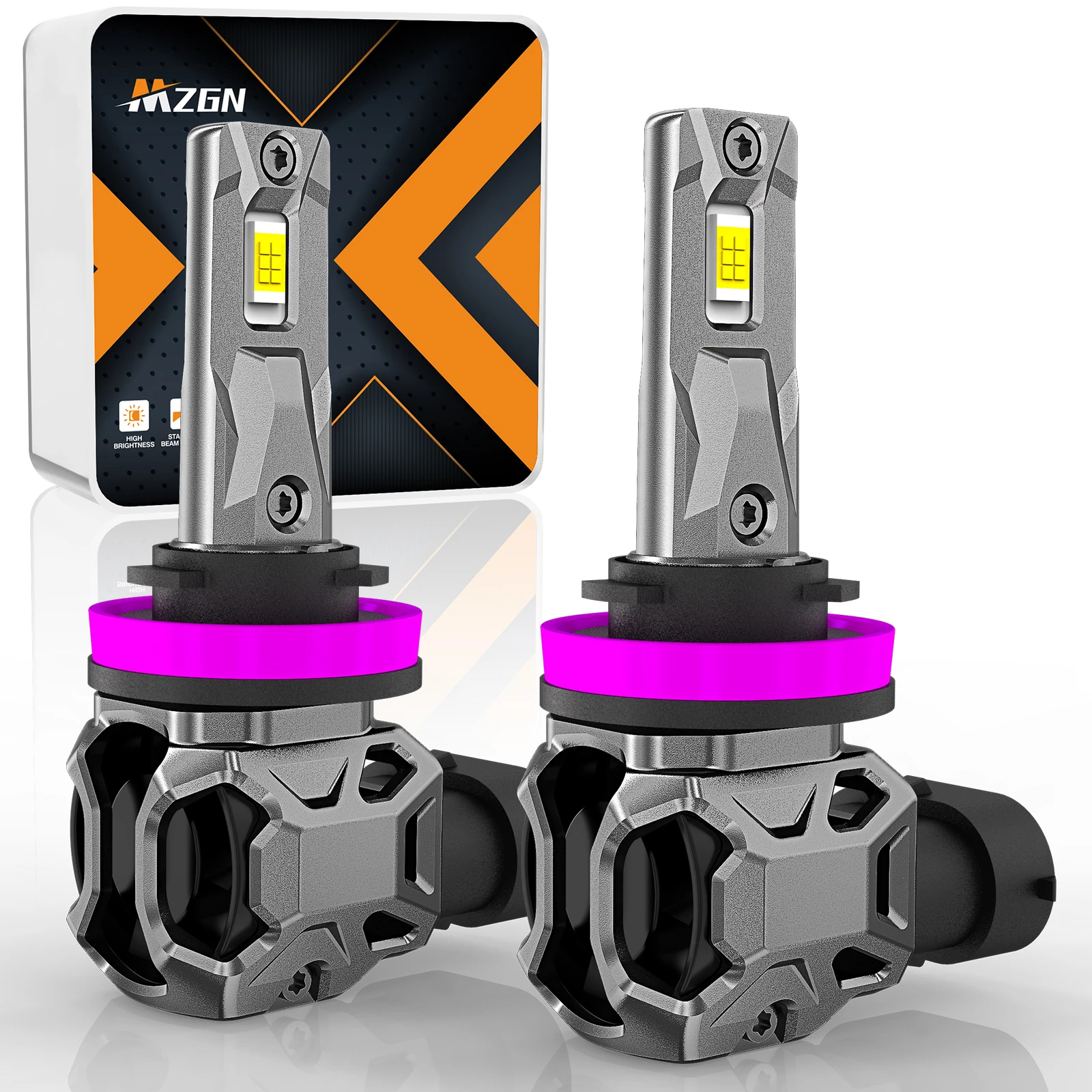 MZGN 2 قطعة H11 H8 H9 Led المصباح لمبة 9012 1:1 حجم Csp 12 قطعة لمصباح السيارة أضواء الضباب 9005 HB3 9006 HB4 DRL 6000K الأبيض 12 فولت