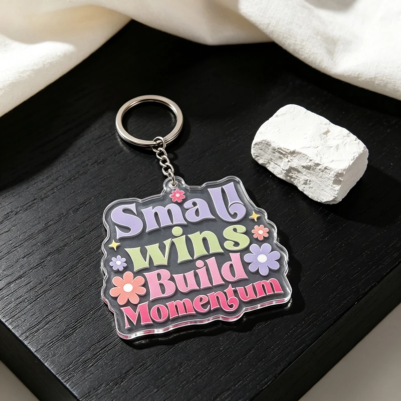 Acrylic Keyring Encouragement Quote Bag Charm Bright colored Backpack Pendant Thoughtful Small Accessory Gift For Female Friends